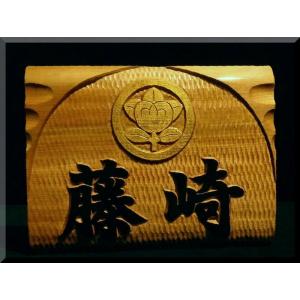 表札（木）ISPb-0p1-F 名字のみ丸太フクロウ【ポップ体1】オーク色染め