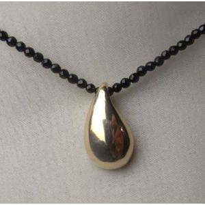 遺骨ペンダント ティアドロップ(Ｋ18ＹＧ)　オニキスチョーカー35ｃｍ〜43ｃｍ