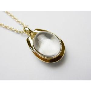 遺骨ペンダント・k18イエローゴールドトップ＋水晶10×12ｍｍ【手元供養・納骨】