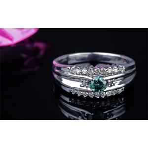 ブルーダイヤモンド リング 指輪 0.3ct K18WG...