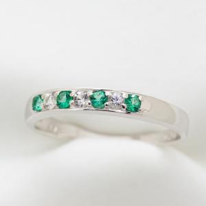 マルチカラー エメラルド ルビー サファイア 指輪 リング 0.3ct Pt100