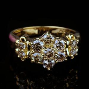 ダイヤモンド リング 指輪 1.00ct K10YG/K18YG ブラウンダイヤモンド コニャックカ...