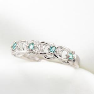 パライバトルマリン リング 指輪 0.13ct Pt900/K18WG ブラジル産 10月