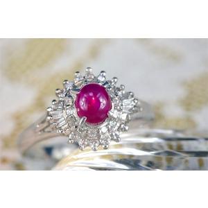 ルビー 指輪 プラチナ リング 0.447ct ダイヤ 0.086ct 7月 誕生石