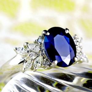 Pt900 天然ブルーサファイアリング 10号 約12.6g 4.34ct ダイヤモンド