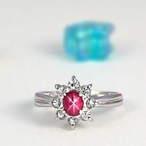 ルビー リング 指輪 0.5ct K10WG/K18WG スタールビー 7月 誕生石 天然石 選べる地金