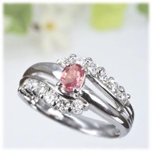 Pt950 パパラチアサファイア ダイヤモンド リング 天然 プラチナ 希少