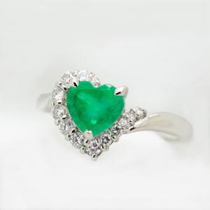 マルチカラー エメラルド ルビー サファイア 指輪 リング 0.3ct Pt100