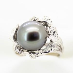 ブラックパール 黒蝶真珠 リング 指輪 超大粒 16mm Pt900 タヒチ産 黒