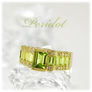 専用★新品/K10YG ペリドット 一粒リング ミル打ち ハーフエタニティ（ミル打ち）[OP-RAN-1500]｜エタニティリング