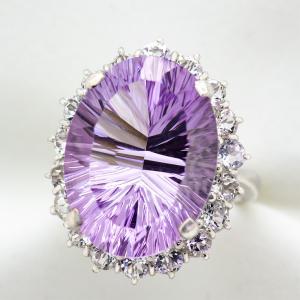 アメジスト リング 指輪 大粒 15.0ct Pt900/K18WG アンティーク風 2月