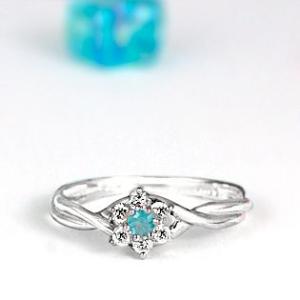 パライバトルマリン リング 指輪 0.13ct Pt900/K18WG ブラジル産 10月