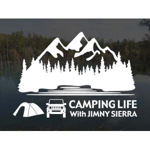 ジムニーシエラ JB74 CAMPING LIFE With JIMNY SIERRA ステッカー Lサイズ アウトドア キャンプ シール デカール カッティングステッカー｜atelierdom