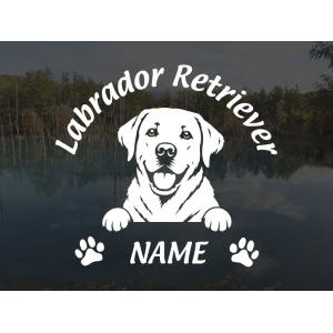 愛犬笑顔ステッカー ラブラドールレトリーバー 名前入り [W150×H150] 犬のステッカー シール カッティングステッカー 車ステッカー ラブラドールレトリバー