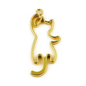 ぶら下がりネコの空枠 1個 ゴールド レジンパーツ アクセサリーパーツ 猫 ねこ キャット cat