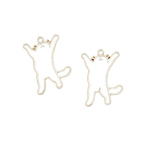レジン 枠 小さめバンザイするネコの空枠 1個 ゴールド