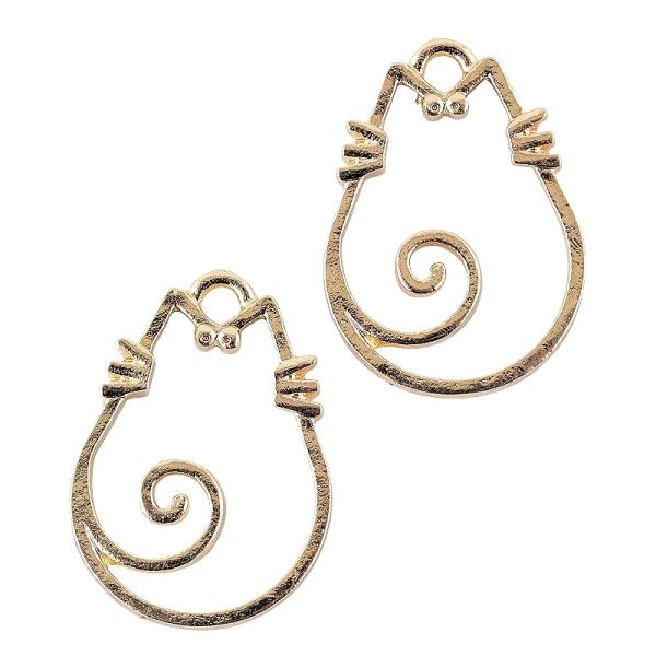 レジン枠 しっぽくるくるミニサイズネコ 1個[ゴールド] 空枠 透かしチャーム ねこ 猫 しっぽ 尻...