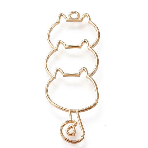 レジン パーツ 枠 積みネコ3段 しっぽぐるぐる 1個