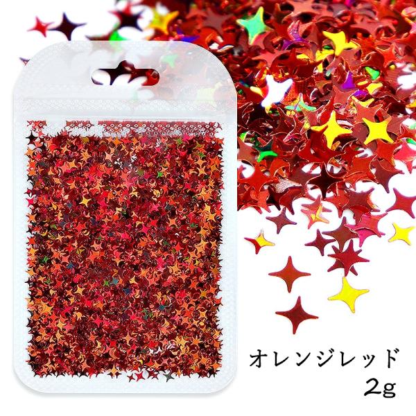 袋入り デザインホログラム キラキラトゥインクル 約2g【オレンジレッド】