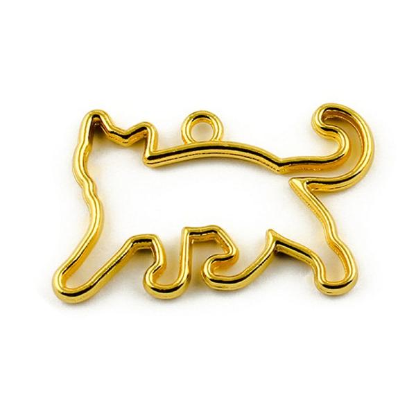 歩くネコの空枠 約23×38mm 1個[ゴールド]