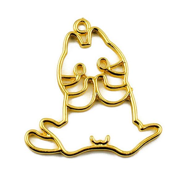 おどろくネコの空枠 約40×41mm 1個[ゴールド]