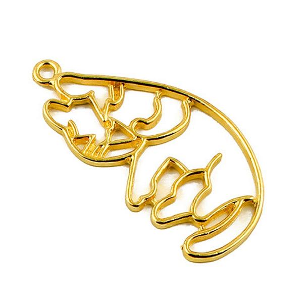 笑うネコの空枠 約47×24mm 1個[ゴールド]