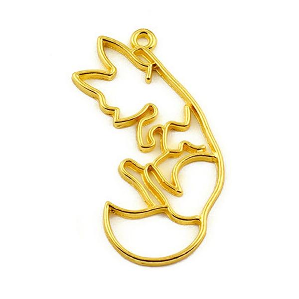 ちょんとつままれたキツネの空枠 約21×33mm 1個[ゴールド]