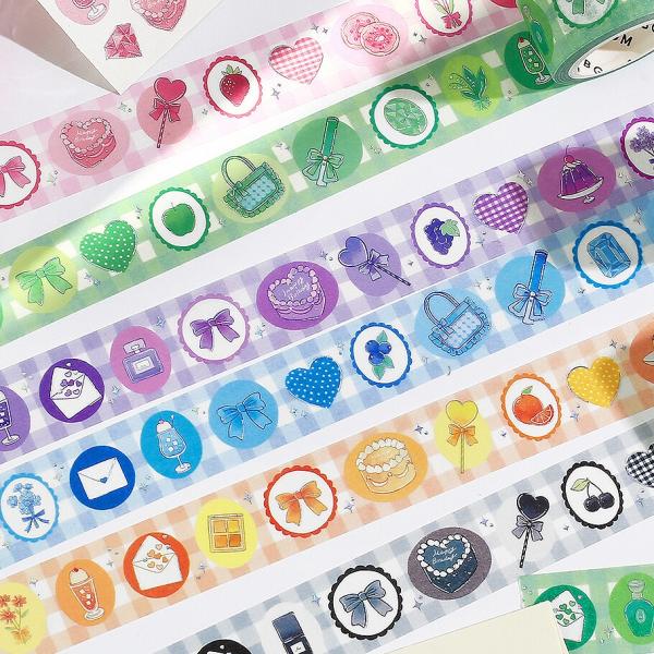 BGM マスキングテープ 幅20mm×5m巻 箔押し 推し色ライフ ピンク/ブルー/イエロー/パープ...