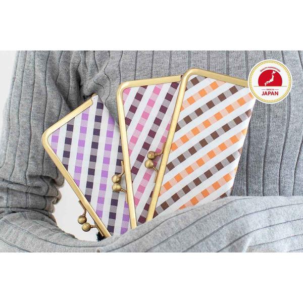 撥水加工・西陣織シルク・抗菌・抗ウイルス・がま口マスクケース・格子柄・日本製