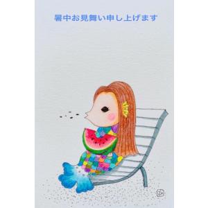 暑中見舞いはがき「アマビエ・オン・ザ・ビーチ」