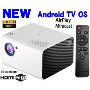 プロジェクター 小型 最新  Android TV OS搭載 天井 スマホ iPhone 短焦点投射 リアルフルHD 1080P Wi-Fi Bluetooth HDMI 業務用 家庭用