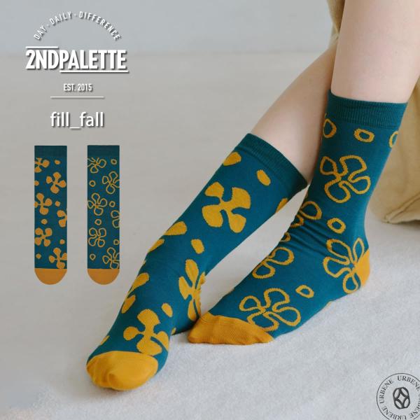 2nd PALETTE セカンドパレット フィルフォール 豊かな実りの秋 クルーソックス アシンメト...