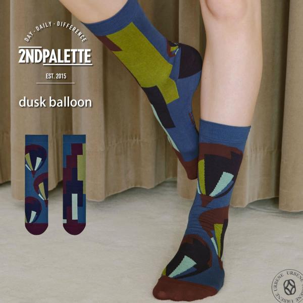 2nd PALETTE セカンドパレット ダスク バルーン 黄昏の空 クルーソックス アシンメトリー...