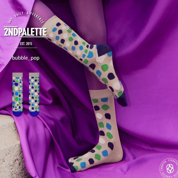 2nd PALETTE セカンドパレット バブル ポップ ランダムなドットが躍る クルーソックス ア...