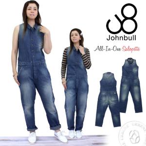 ジョンブル レディース Johnbull オールインワン サロペット ユーズド加工 ネップデニム ノースリーブ オーバーオール ツナギ｜atforest