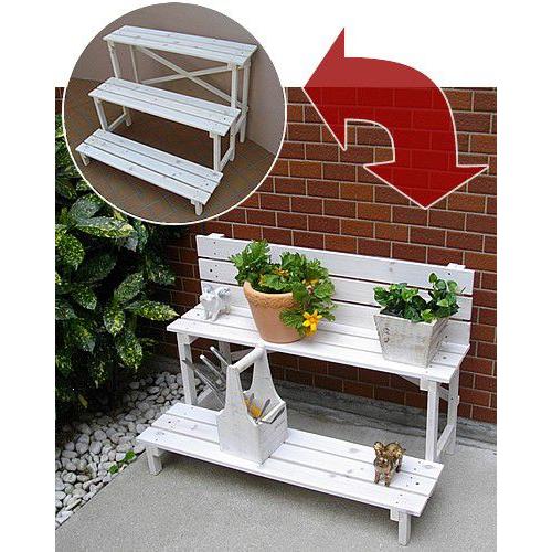 花台 木製 おしゃれ 2ウェイフラワースタンド （3段） 幅80cm 鉢置き台