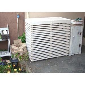 エアコン室外機カバー 天然木製 ホワイト　エクステリア　ガーデン 住まいスタイル モダンエアコンカバー ホワイトの激安販売 | 室外機