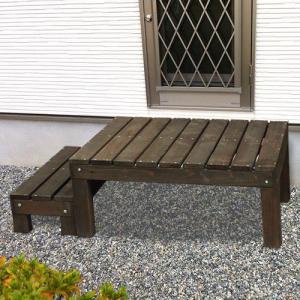 ウッドデッキ 縁台 デッキ 木製 システムサンデッキ （90×90cm） ハーフセット ステップ付き