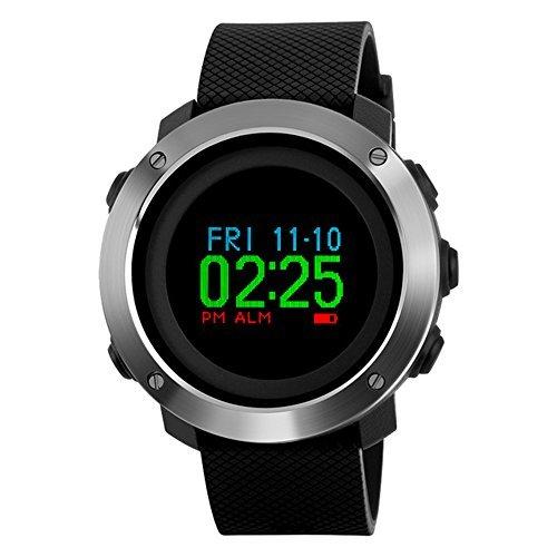 スマート腕時計スポーツ防水コンパス歩数計デジタルカラフルな画面表示LED電子時計 ブラック