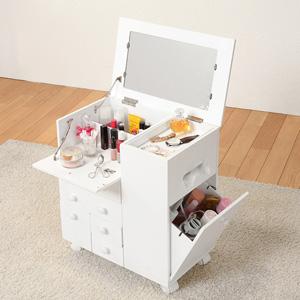 コスメワゴン MUD-6649WH　小型ドレッサー／同梱不可・代引き不可