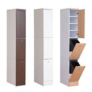スリム分別ランドリーラック［隙間収納25 木製洗濯物収納棚］／同梱