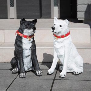 防犯対策 犬の置物 ［お出迎えワンワン]／同梱不可・代引き不可