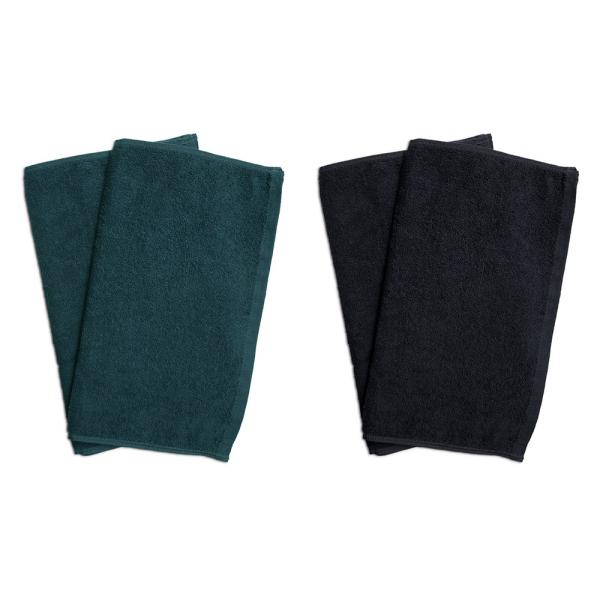 タオル 業務用 フェイスタオル4枚セット グリーン2枚とブラック2枚 まとめ買い メール便 送料無料...