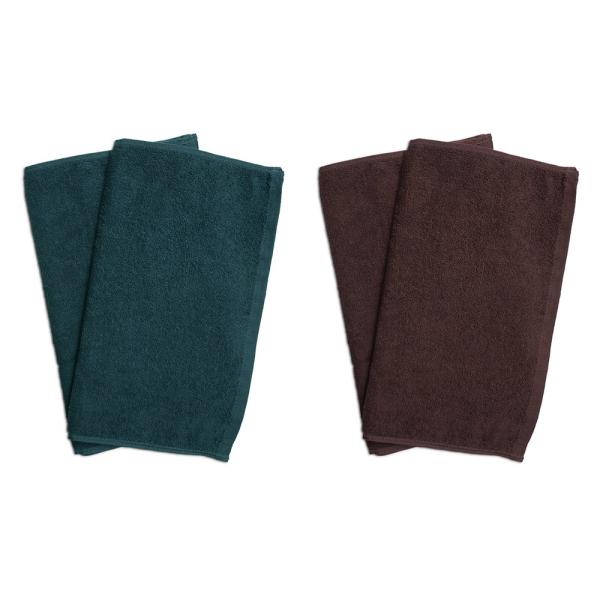 タオル 業務用 フェイスタオル4枚セット グリーン2枚とブラウン2枚 まとめ買い メール便 送料無料...