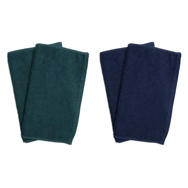 タオル 業務用 フェイスタオル4枚セット グリーン2枚とネイビー2枚 まとめ買い メール便 送料無料...