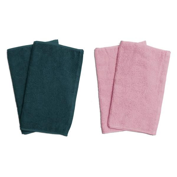 タオル 業務用 フェイスタオル4枚セット グリーン2枚とピンク2枚 まとめ買い メール便 送料無料 ...