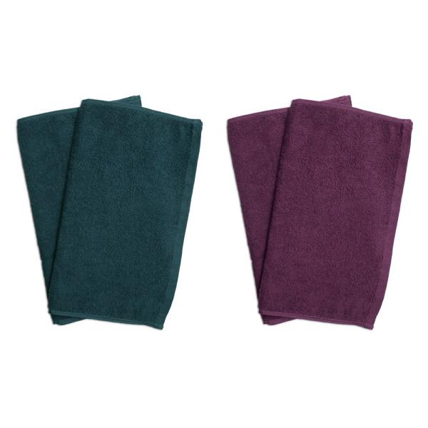 タオル 業務用 フェイスタオル4枚セット グリーン2枚とパープル2枚 まとめ買い メール便 送料無料...