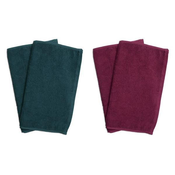 タオル 業務用 フェイスタオル4枚セット グリーン2枚とワインレッド2枚 まとめ買い メール便 送料...