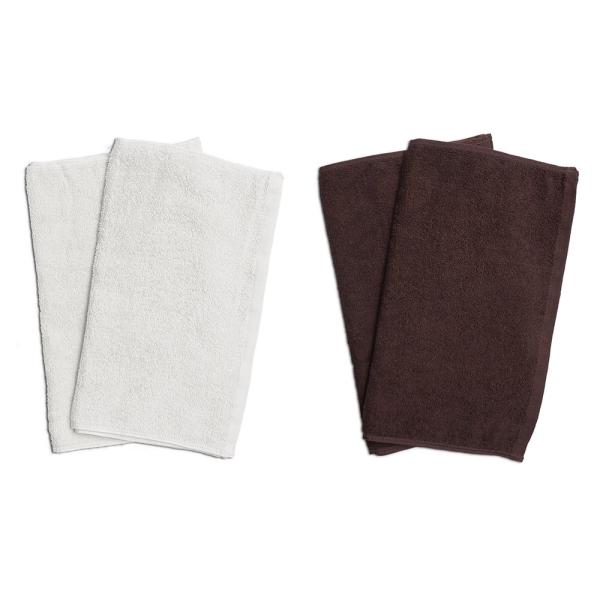 タオル 業務用 フェイスタオル4枚セット ホワイト2枚とブラウン2枚 まとめ買い メール便 送料無料...