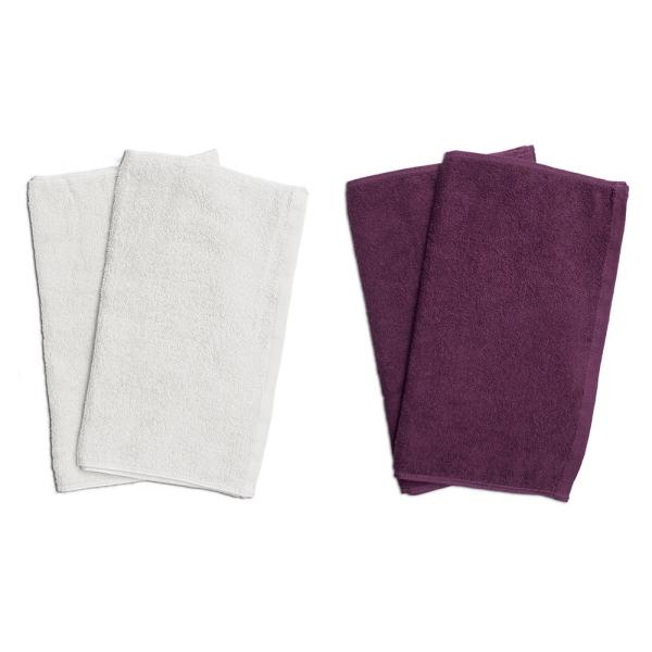 タオル 業務用 フェイスタオル4枚セット ホワイト2枚とパープル2枚 まとめ買い メール便 送料無料...
